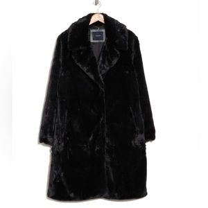 Lucky Brand Faux Fur Notch Collar Coat Size Large